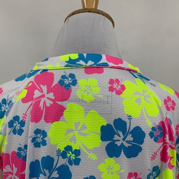 Taylor Jordan Top Womens XL Extra Large White Neon Floral Quarter Zip Floral - Picture 8 of 14